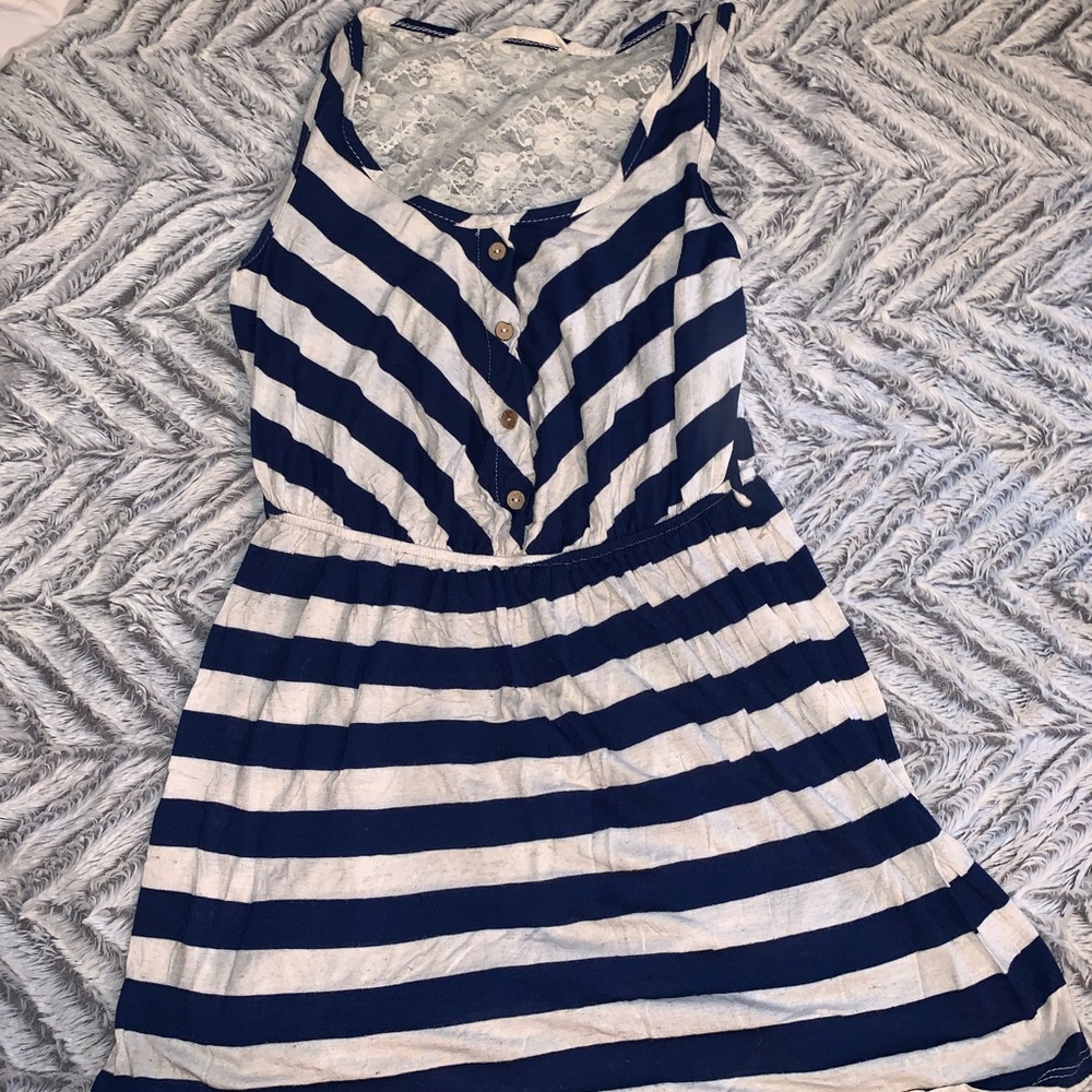 Navy and cream striped dress